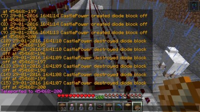 Castlepower, fjernet repeatere ved spawn på Senex.